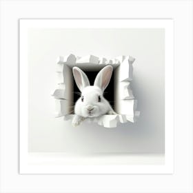 Rabbit Peeking Through A Hole 13 Art Print