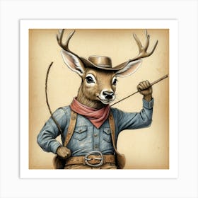 Cowboy Deer 8 Art Print