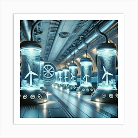 A Futuristic Submarine Interior Powered By Hydro P Art Print