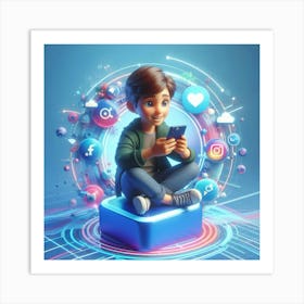 Social Media Boy Art Print