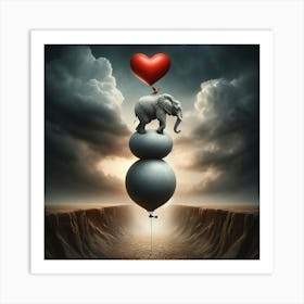 Elephant With A Heart Art Print