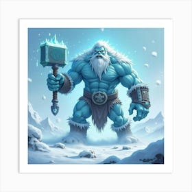 Frost Giant Wielding An Icy Hammer In A Frozen Land 1 Art Print