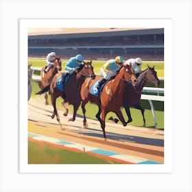 Horse Race Illustration Art Print