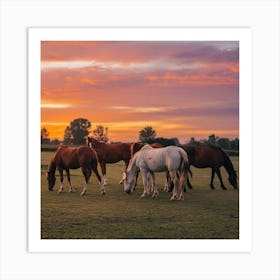 A Photo Of Horses Grazing On Grass At Su F6fgxigwr0ybxnbp5oankq Mmyxtgtvs3we4ma2kskuoa Art Print