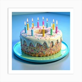 Birthday Cake With Candles 6 Art Print