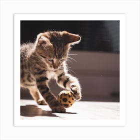 Kitten Playing With A Ball Art Print