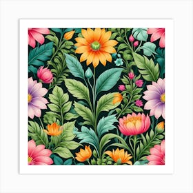 Floral Seamless Pattern 5 Art Print