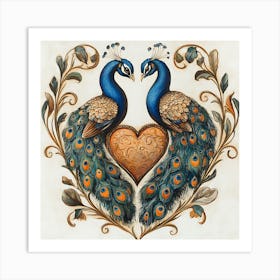 Peacocks In Love Art Print