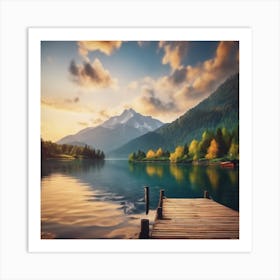 Sunset By The Lake Art Print