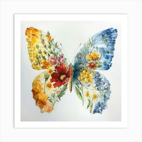 Butterfly With Flowers 11 Art Print