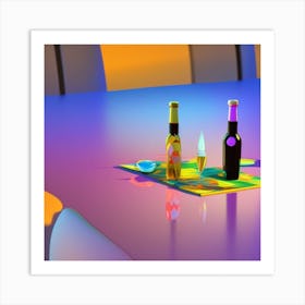 Table With Bottles Of Wine Art Print