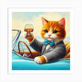 Cat In A Car 2 Art Print