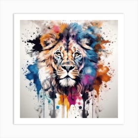 Ink Blot lion Portraits Art Print