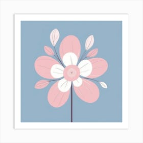 A White And Pink Flower In Minimalist Style Square Composition 113 Art Print