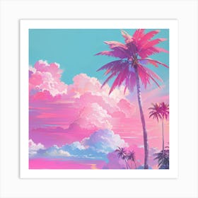 Pink Palm Trees Art Print
