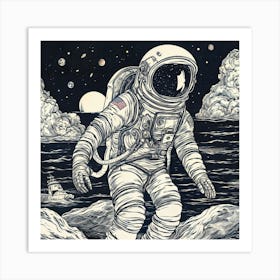 Astronaut In Space Art Print