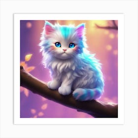 Cute Cat On A Branch Art Print