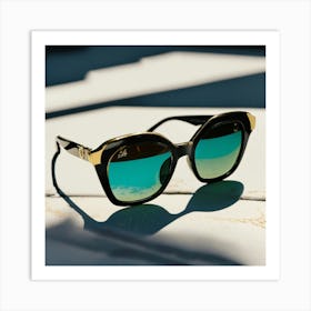 A Photo Of A Pair Of Sunglasses Sitting On A White Art Print
