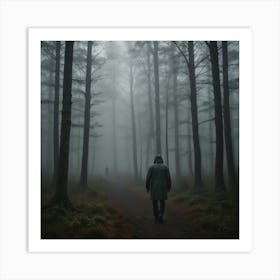 Man Walking In The Forest Art Print