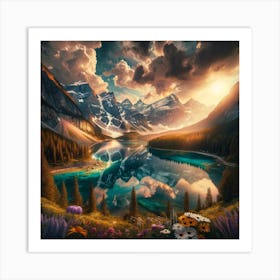 Sunrise In The Mountains Art Print