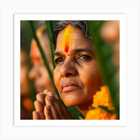 Hindu Woman Praying Art Print