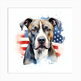 American Flag Pit Bull Art Print