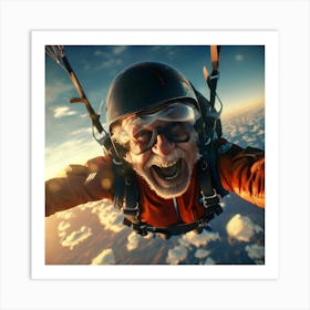 Senior Man Skydiving Art Print