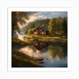 House By The Lake Art Print