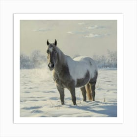 Horse In The Snow 11 Art Print