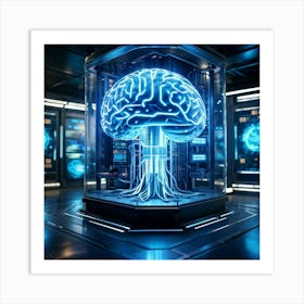 Cyber Brain Fusing Advanced Ai Technology Intricate Neural Networks Visible Glowing Circuitry Fut (2) Art Print