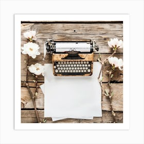 Typewriter With Flowers Art Print