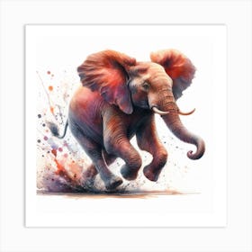 Elephant In Motion, Elephant Watercolour Art Print 1 Art Print