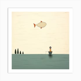 Fisherman In A Boat Art Print