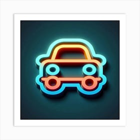 Neon Car Icon 2 Art Print
