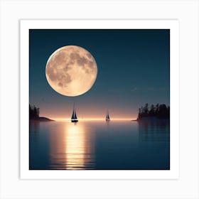 Full Moon Over Water Art Print