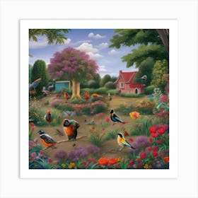 Birds In The Garden Art Print