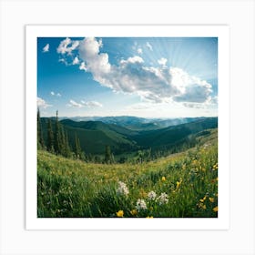 A Panoramic Scene Capturing The Essence Of A Clear Spring Day In Nature Soft Sunlight Filtering Thr (2) Art Print