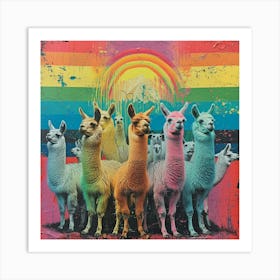 Rainbow Llama Collage 2 Art Print