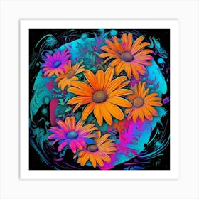 Psychedelic Flowers Art Print