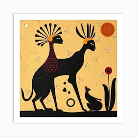 Zebras And Chickens Art Print