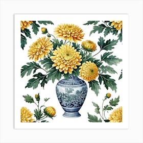 Chrysanthemums In A Vase 2 Art Print