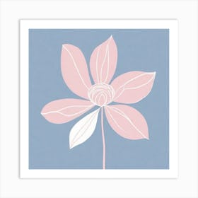 A White And Pink Flower In Minimalist Style Square Composition 127 Art Print