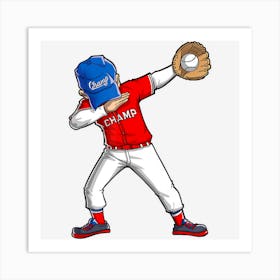 Dabbing Baseball Player Catcher Pitcher Funny Boys Men Sport Art Print