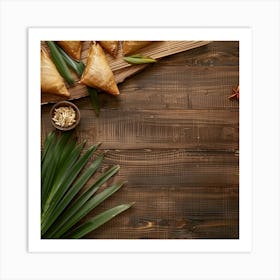 Samosas On Wooden Table Art Print