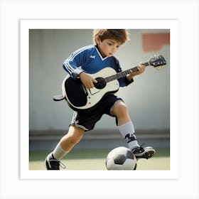 Little Boy Playing Guitar Art Print