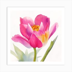 Tulip Rose Painted In Watercolor 0 Art Print