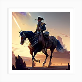 Cowboy On Horseback 2 Art Print