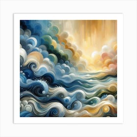 Waves And Clouds Art Print