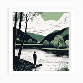 Man Standing By A Lake Art Print