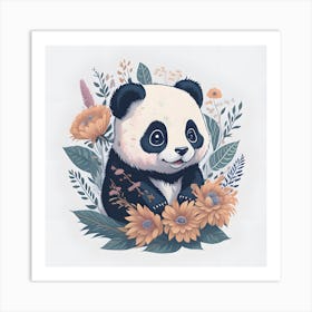 Floral Panda (7) Art Print
